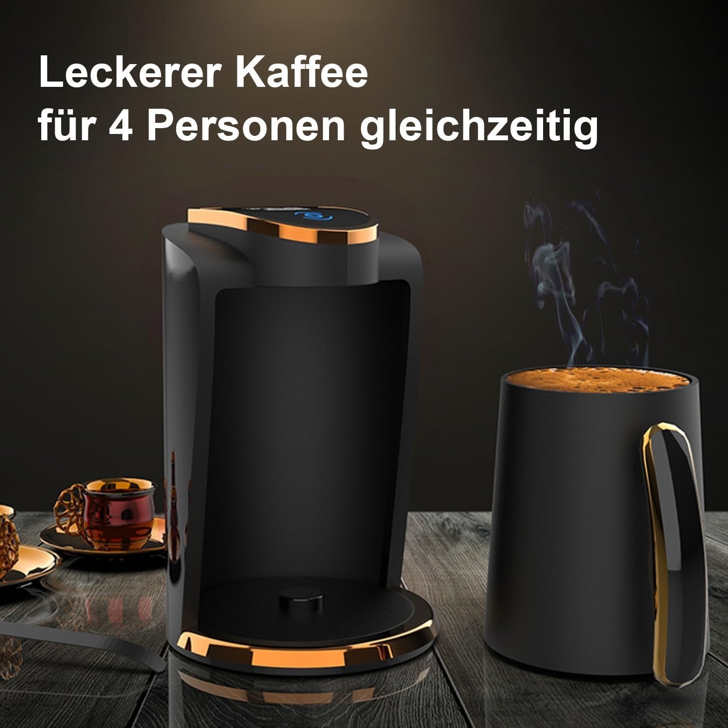 Turkiskt kafé Inca | Türk Kahve Maskiner | 250 ml (1-4 koppar) | 400W | IKM-01 | Skydd mot spill och kokning utan vatten | Värmeplatta i rostfritt stål | Automatisk avstängning | För ett perfekt turkiskt kaffe