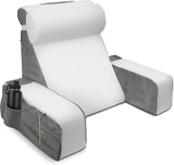 Stor läskudde med avtagbart nackstöd och armstöd, ryggkudde till sängen, ergonomisk ryggkudde med arm, ficka och tvättbart överdrag för läsning och tv-tittande.