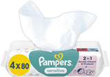 Pampers Sensitive Baby Wipes, 15 paket med 80 våtservetter, 1200 babyservetter, 2-i-1 skonsam rengöring och hudskydd