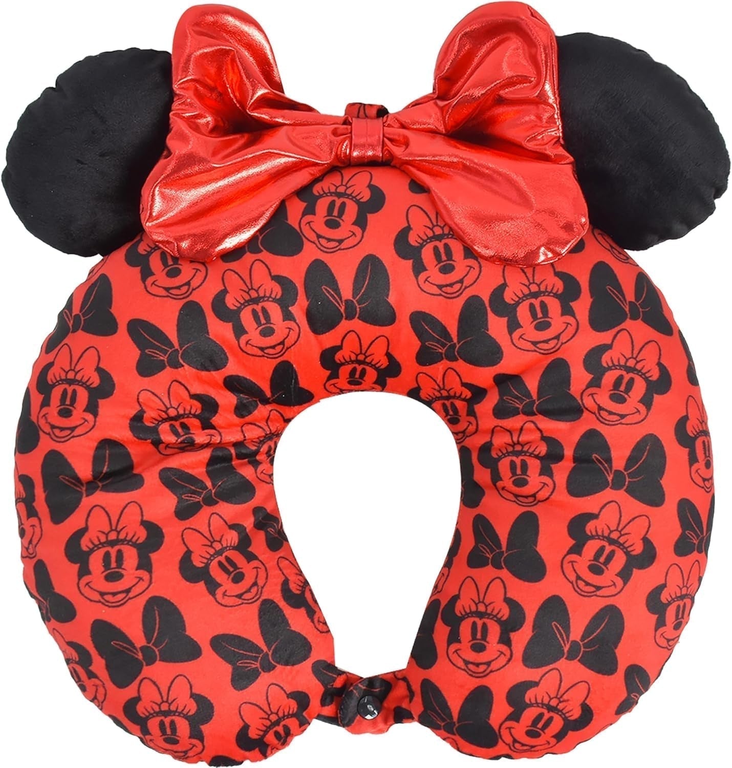 Full Concept One Disney Minnie Mouse rese-nackkudde med 3D-öron och fjäder för flygplansbil Kontor Bekväm och andningsbar Röd/svart Naty Shop Resekuddar Röd/svart band One Size