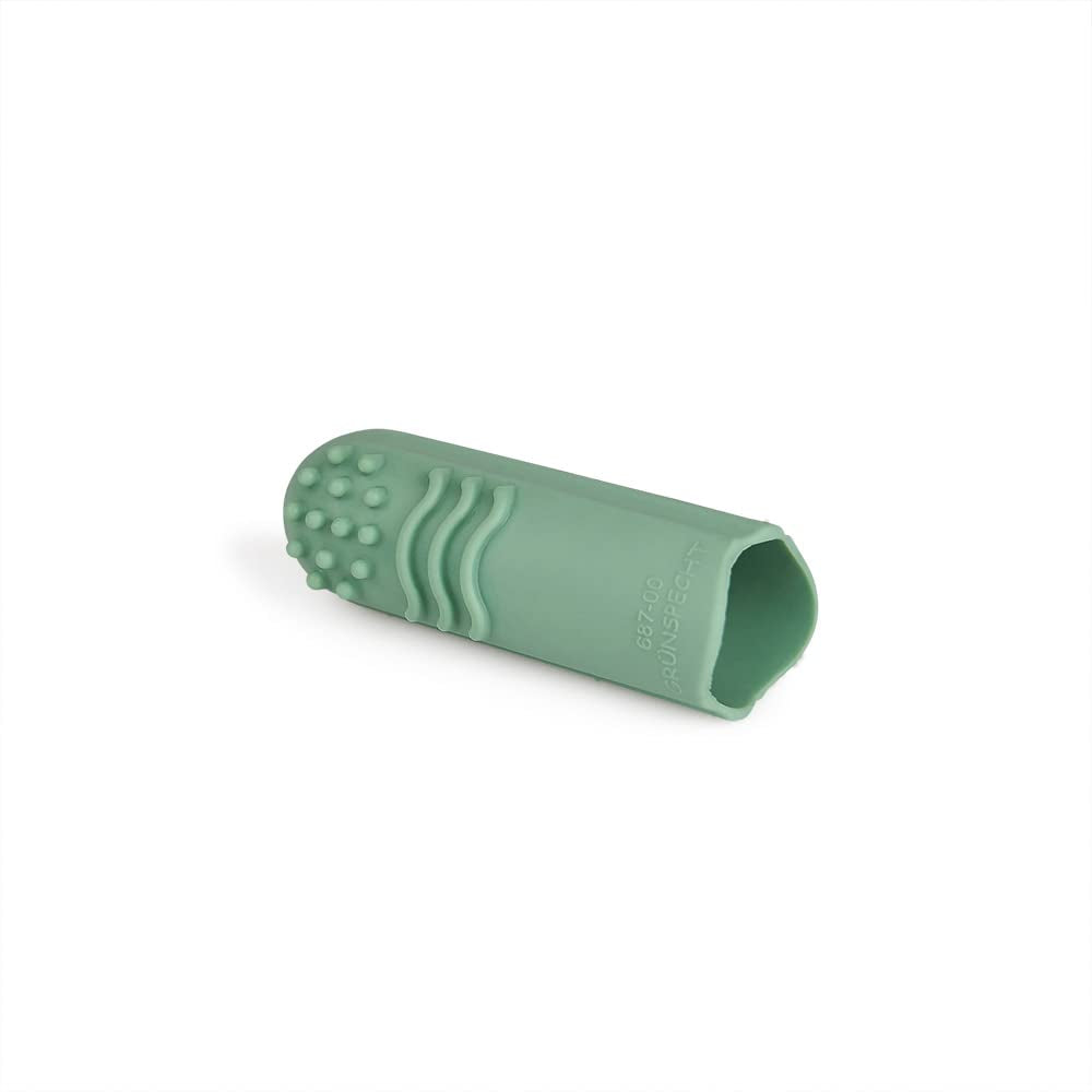 Ekologiskt naturgummi Tandring för spädbarn massagegummi BPA-fritt mjukt främjar finmotorisk dinosauriedesign (639-V1) Fingertandborste av naturgummi