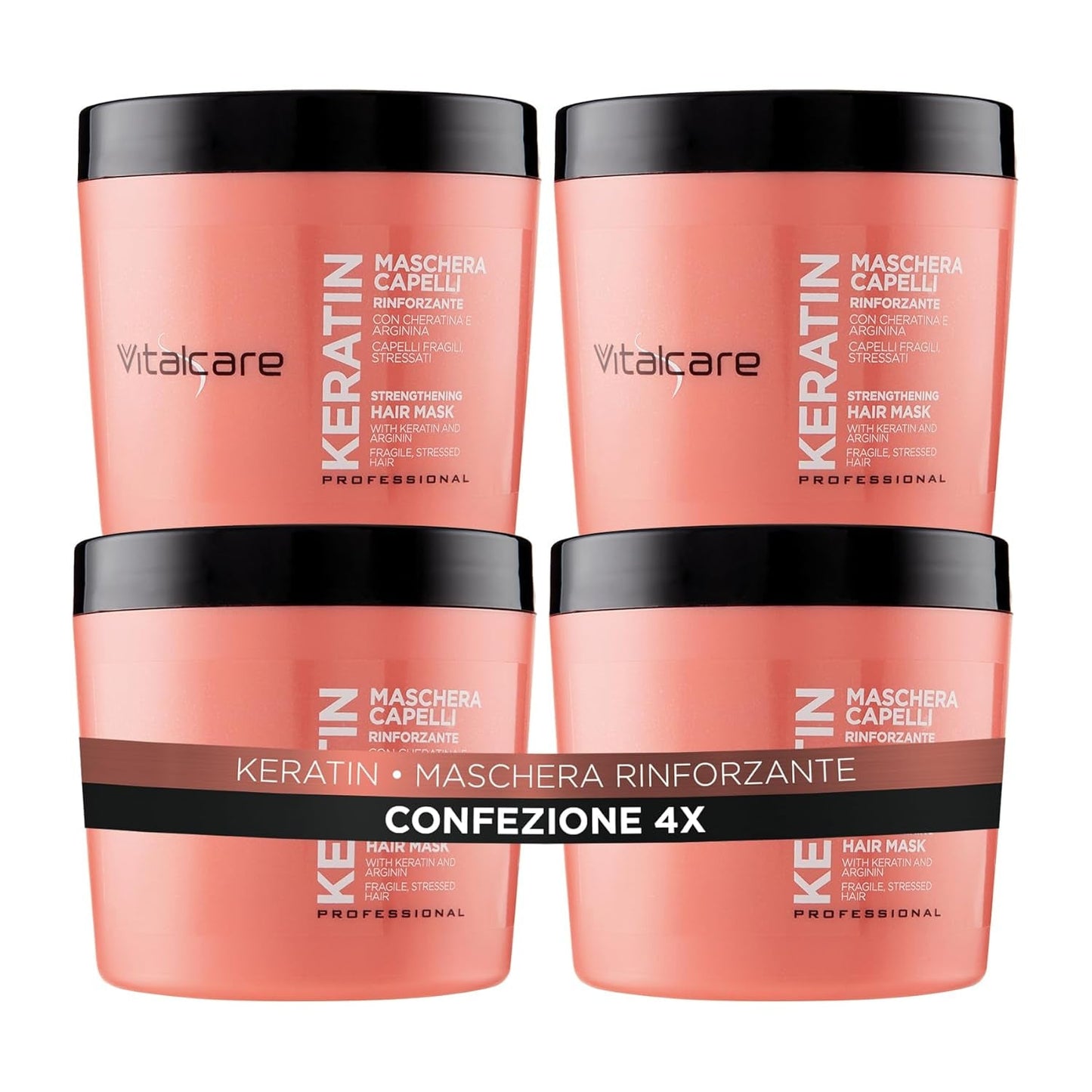 | Keratin - Stärkande hårmask för sprött och skadat hår med keratin och arginin för starkare och mjukare hår 4 x 500 ml Naty Shop Hair Mask 500 Ml (Förpackning med 4) Mask
