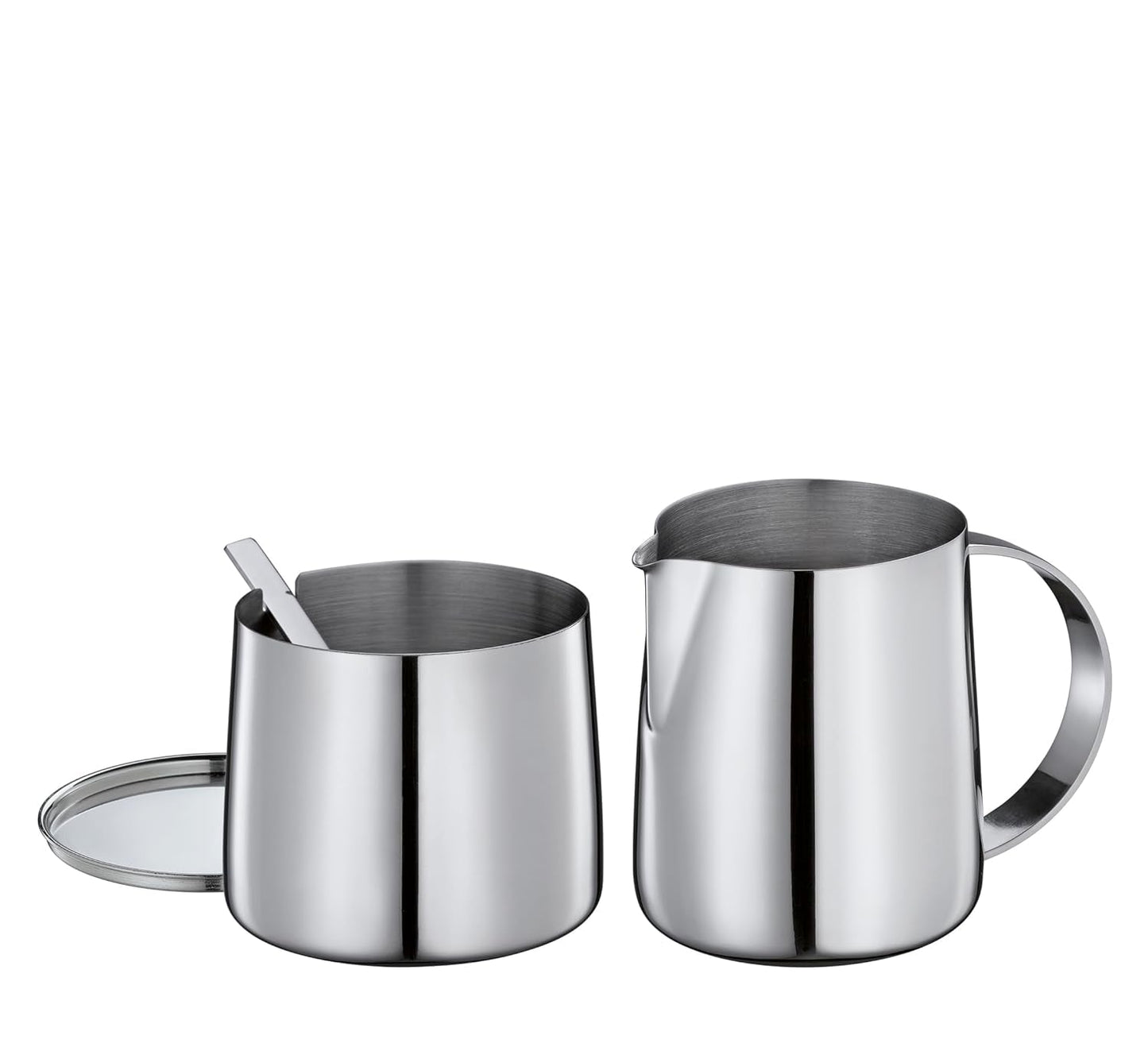Cilio DELIZIA Tand och kopp mjölk | Kaffeservis | Mugg och behållare i rostfritt stål | Stapelbar | Med sked | Portioner 250 ml mjölk och 220 g socker