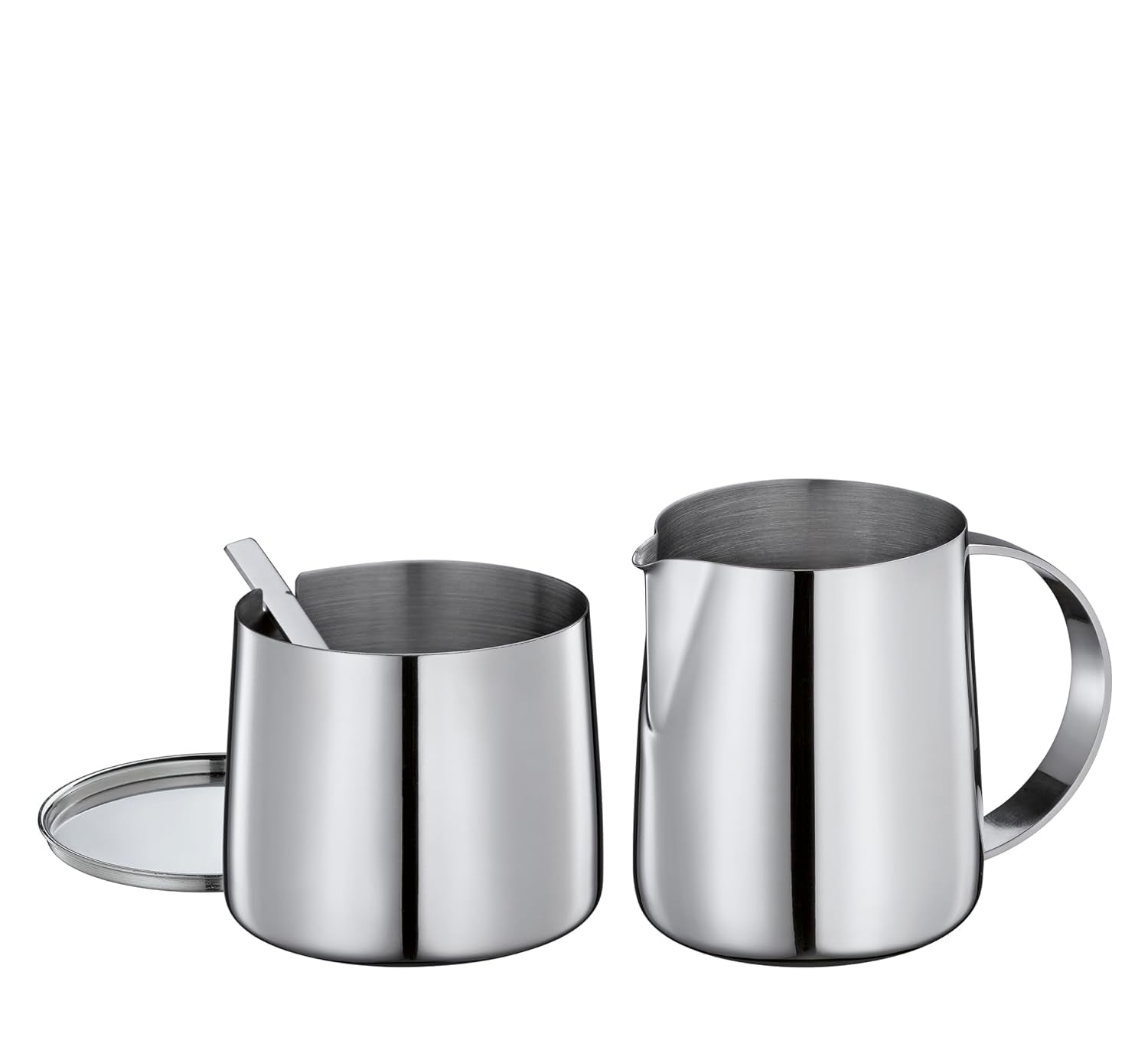 Cilio DELIZIA Tand och kopp mjölk | Kaffeservis | Mugg och behållare i rostfritt stål | Stapelbar | Med sked | Portioner 250 ml mjölk och 220 g socker