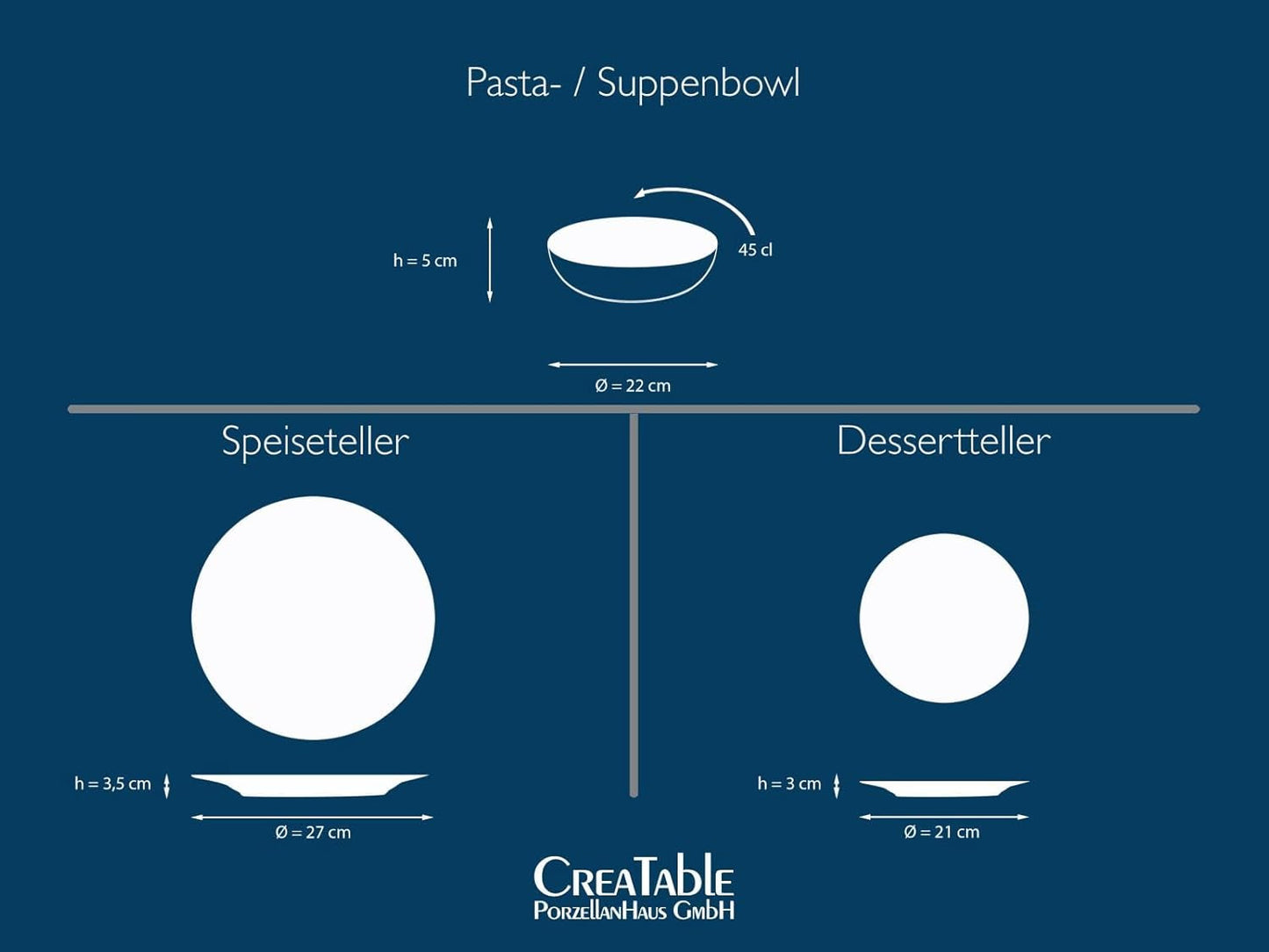 CreaTable, 23588, MANDALA GOLD Series - Svart, 12-delat servisset, porslinstallrikar, diskmaskin och mikrovågssäker, kvalitetstillverkning