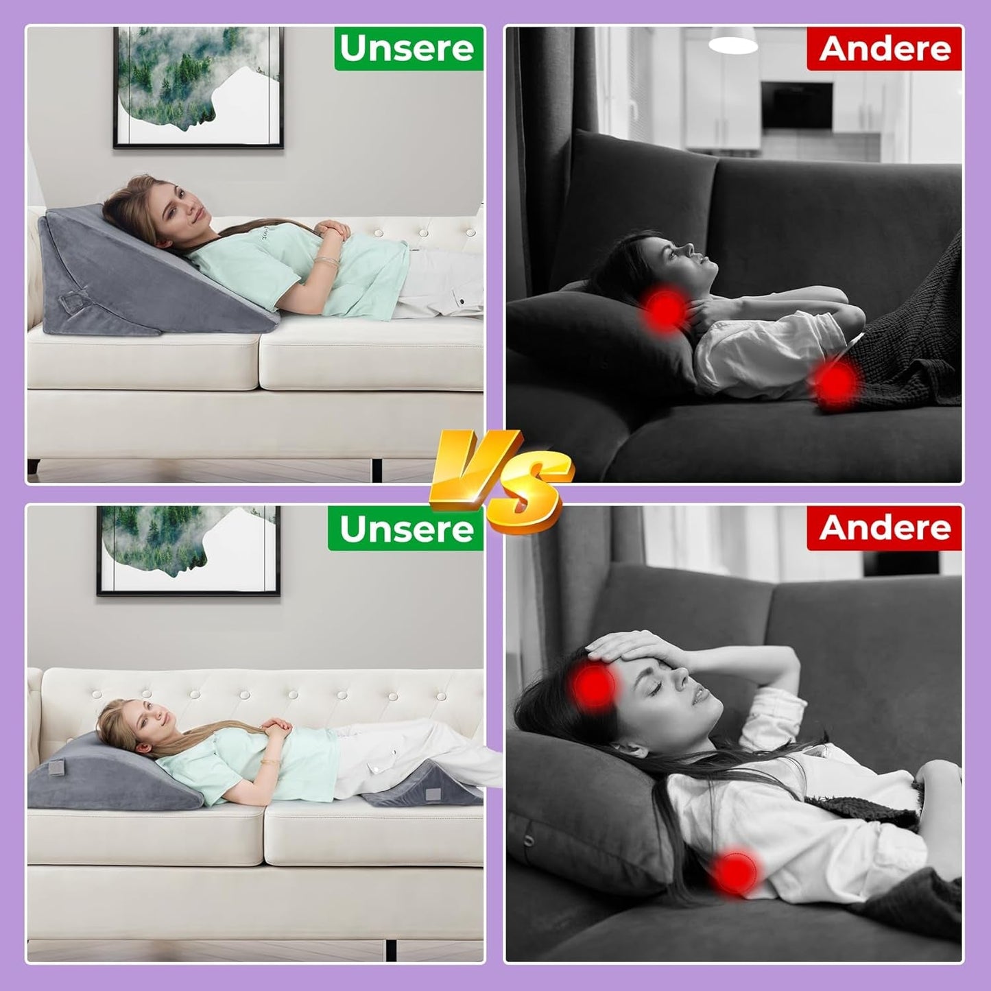 Högdensitetsskum justerbar fjäderkudde, ergonomisk ryggkudde för säng och soffa, anti-reflux läskudde för att sova, spela, titta på TV (tung)