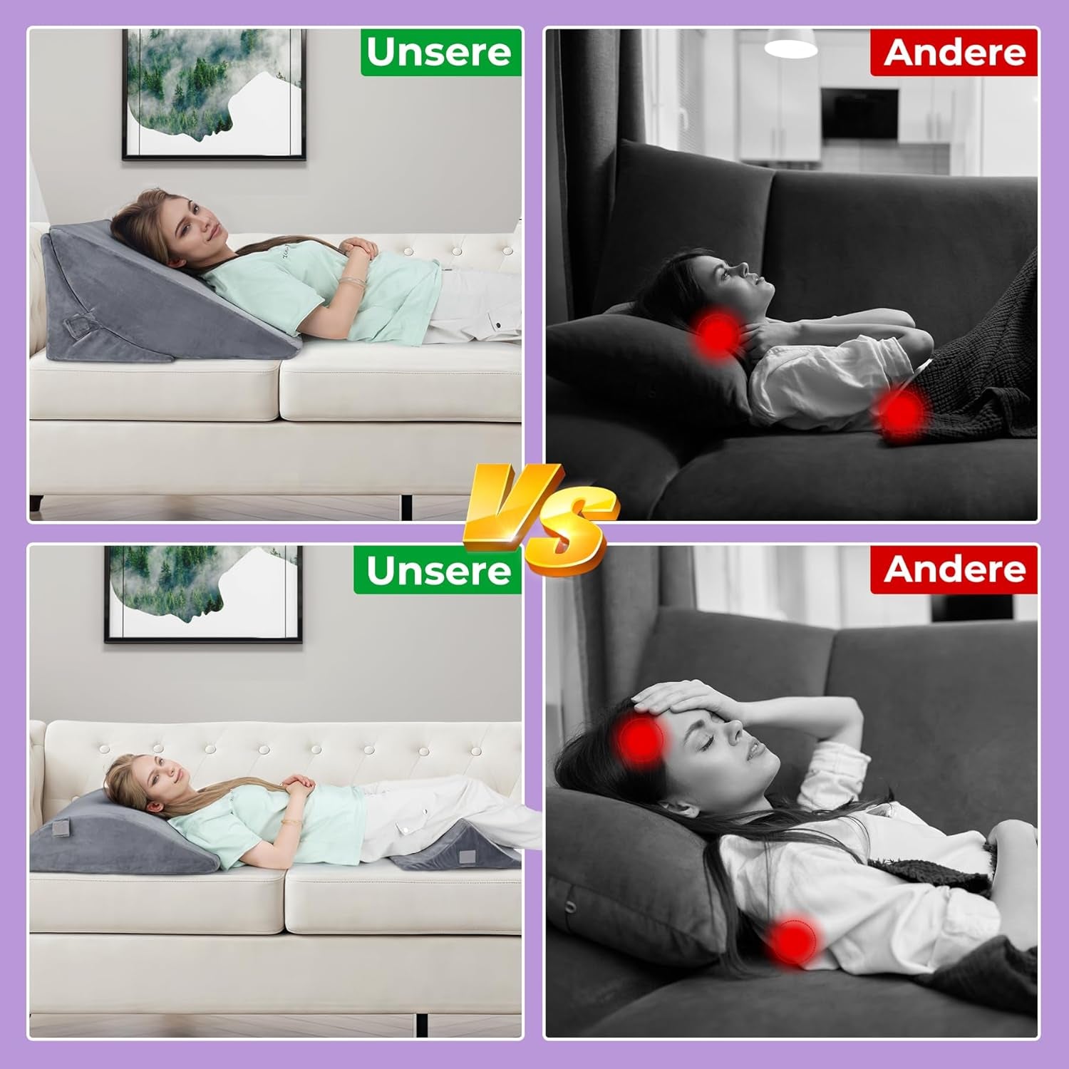 Högdensitetsskum justerbar fjäderkudde, ergonomisk ryggkudde för säng och soffa, anti-reflux läskudde för att sova, spela, titta på TV (tung)