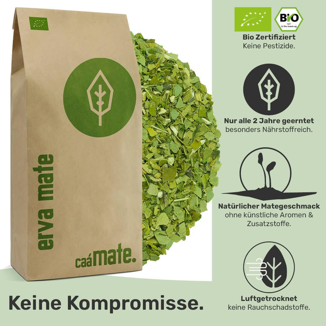 Mate teprovningsset ● 4 sorters ekologiskt Mate-te ● 100 g vardera Erva Mate + Yerba Mate + Green Mate-te + Rostat Mate-te