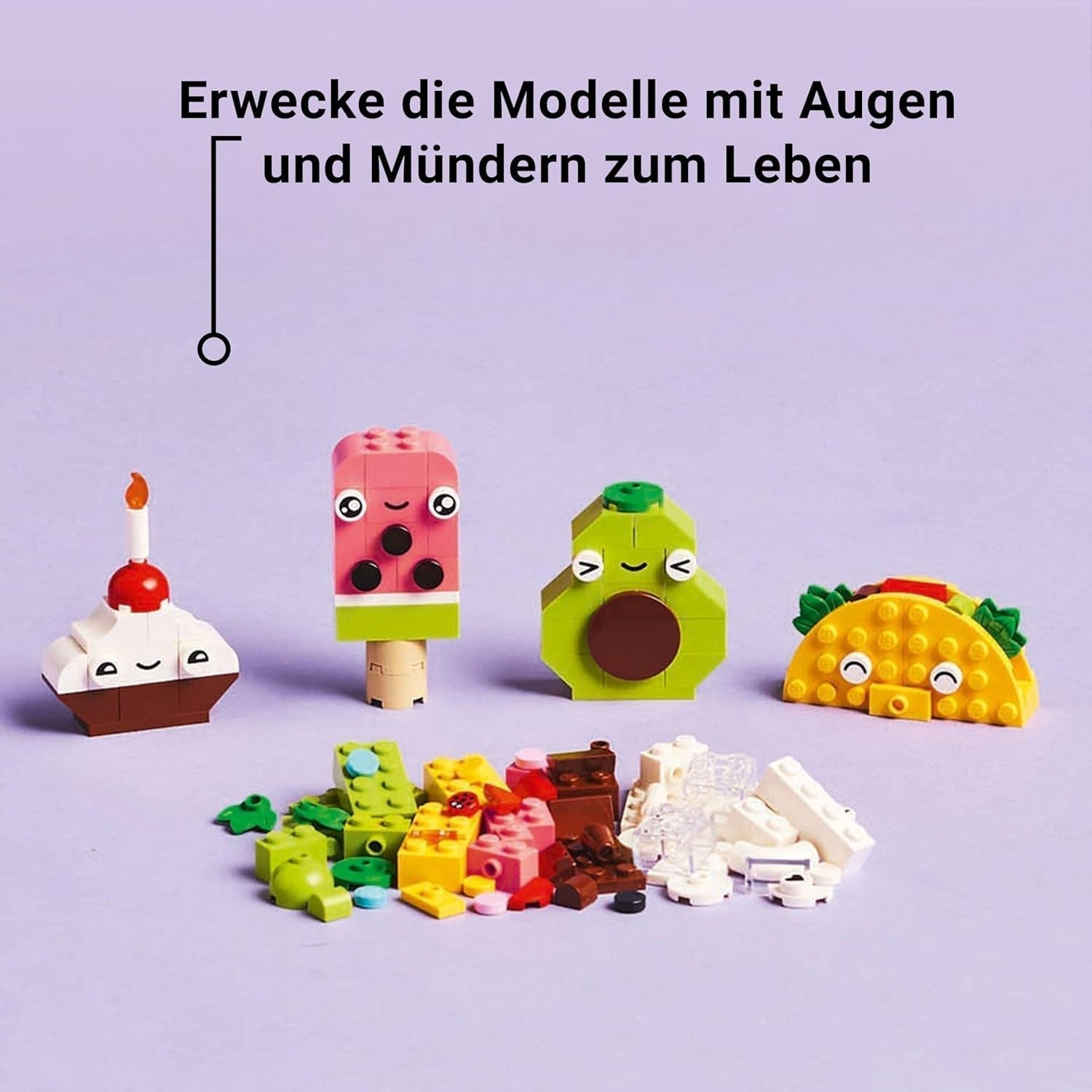 LEGO Classic Creative Snack Building Fun, Matleksak för fantasifulla rollspel, Byggset för pojkar och flickor 4 år gamla, Cupcake, Avokado, Popsicle och Taco 11039 Byggset Besuche den LEGO-Store