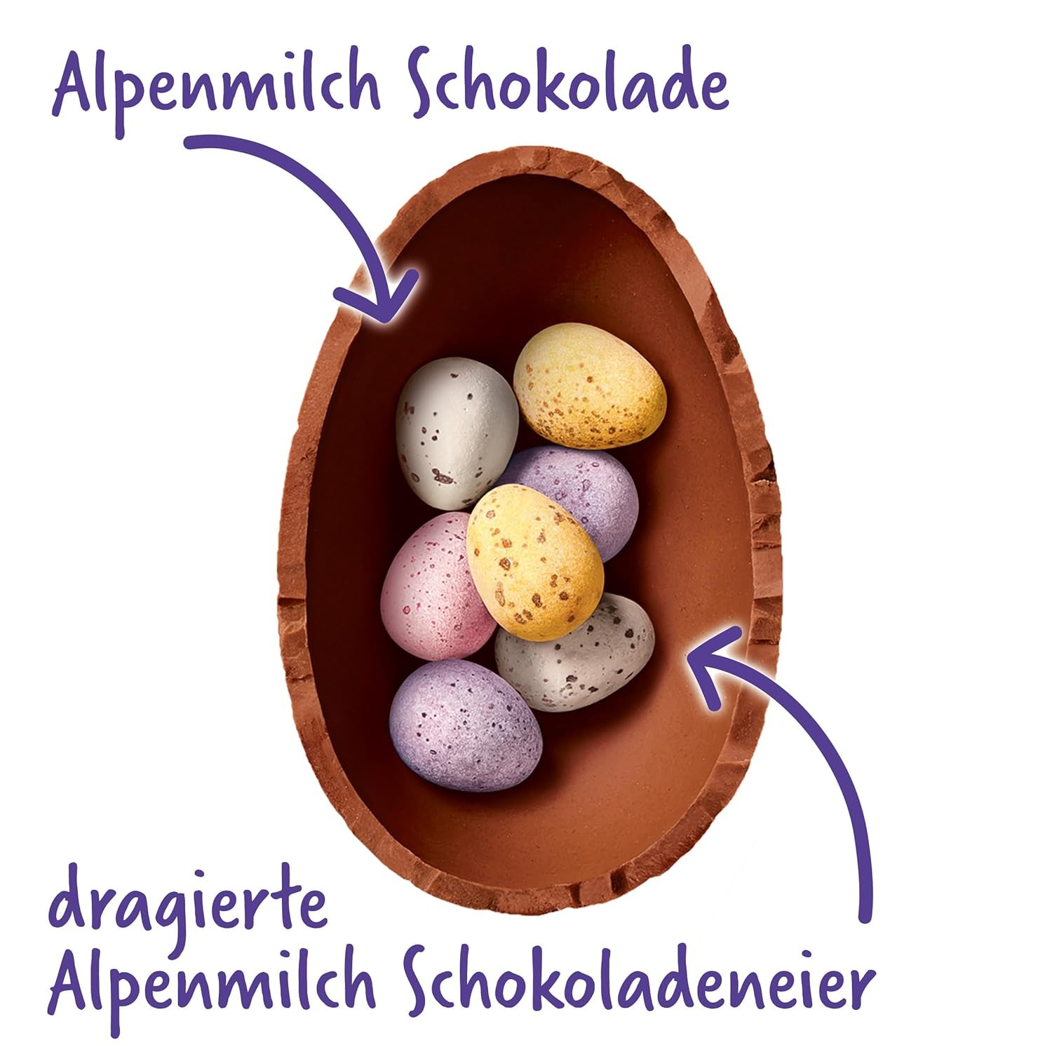 Milkshake Me Egg – chokladägg fyllt med minifärgade ägg från alpin mjölkchoklad – 97g
