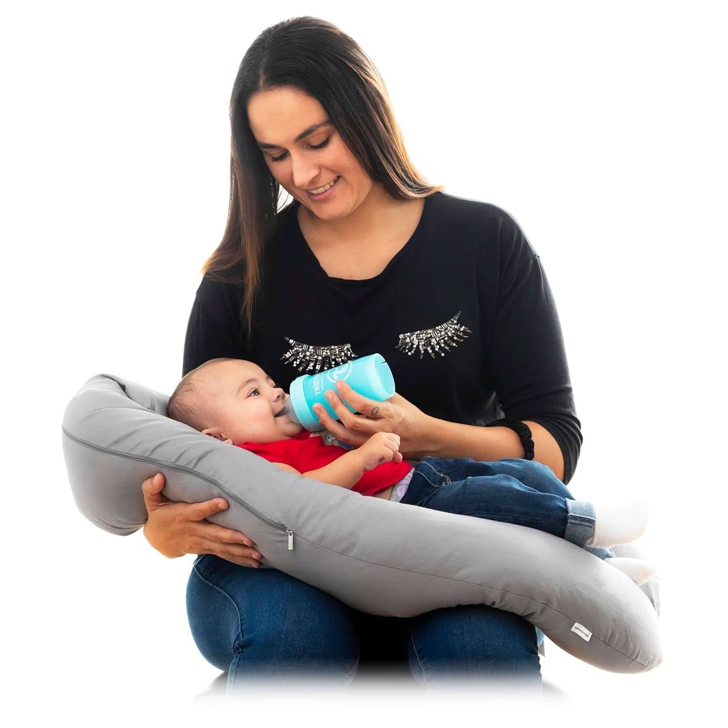 Innovagoods - Multifunktionell amningskudde, Ergonomisk design för avkoppling av mor och barn, Justerbar för olika positioner, Tvättbar, Färgad, Polycotton Accessoarer Mat och Amning Baby Naty Shop