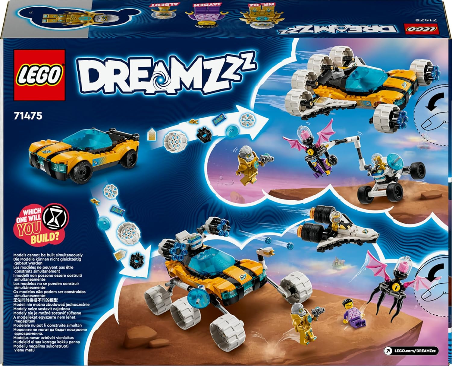 LEGO Dreamzzz 2-i-1 Mr Oz's rymdbuggy-leksaksbil eller rymdfärja-set innehåller Mr Oz, Albert och Jayden minifigurer, rymdpresent för barn 8+ 71475 Byggset Besuche den LEGO-Store
