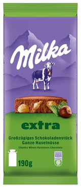 Hela hasselnötter med choklad Milka Extra - Alpin mjölkchoklad med krispiga hela hasselnötter - 12 x 190g