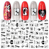JMEOWIO Nagelsticker Geometrie 10 Blatt Nagelaufkleber Selbstklebend Schwarzes Herz Unregelmäßig Geformt Nagel Art Sticker Dekoration Nageldesign Zubehör