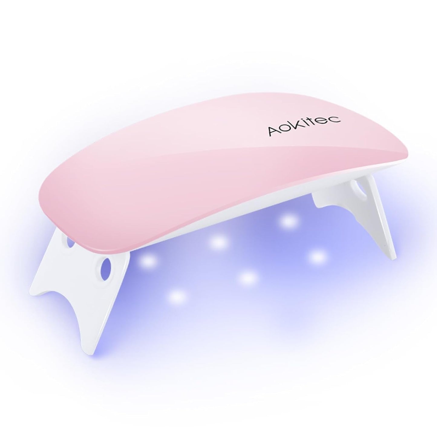 Aokitec Mini LED UV-lampa, UV-gel-nagellampa, bärbar nageltork för alla typer av gel-nagellack, härdningsverktyg för musform, kompakt, lätt med USB-kabel (vit)