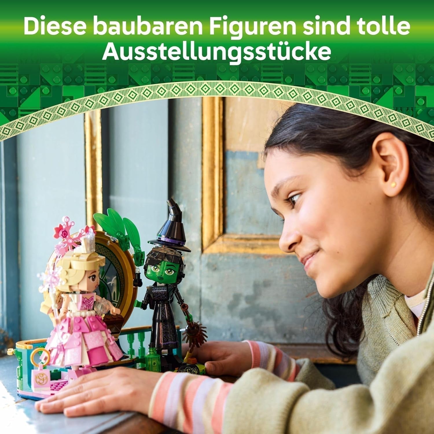 LEGO Wicked Elphaba och Glinda dockor - häxor från Oz samlarfigur leksak - kreativ present till flickor över 10 och fans av filmen - 75682 Byggset Besuche den LEGO-Store