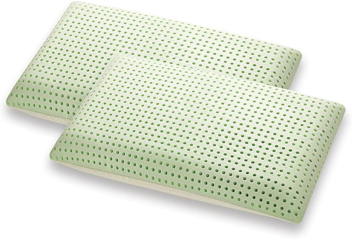Ortopedisk nackstödskudde - Ekologisk Aloe - Aloe Vera Viskoelastisk kudde 14 cm Höjd 100 % bomullsöverdrag Visco-kudde - Memory Foam Kudde - Tillverkad i Italien Naty Shop Standardkuddar 2 stycken (1 förpackning)