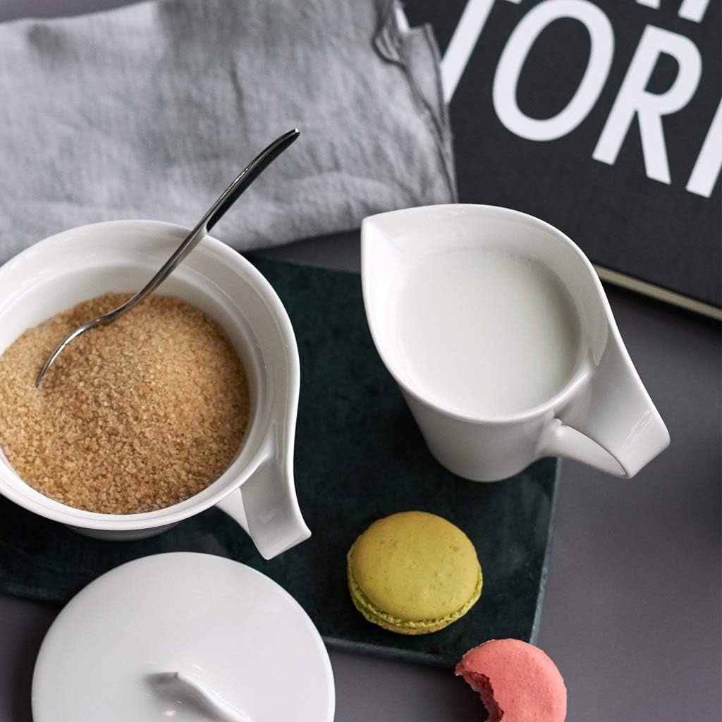 Villeroy & Boch NewWave mjölkkanna, mjölkkartong med böjt handtag, premiumporslin, tål diskmaskin och mikrovågsugn, vit, 200 ml