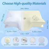 HOMCA nackkudde Ortopedisk kudde 2 i 1 Memory Foam Kudde Nackstödskudde Ergonomisk huvudkudde för rygg-, sido- och buksmärtor 60 X 13/11 X 40 cm Naty Shop Cervikala ortopediska kuddar