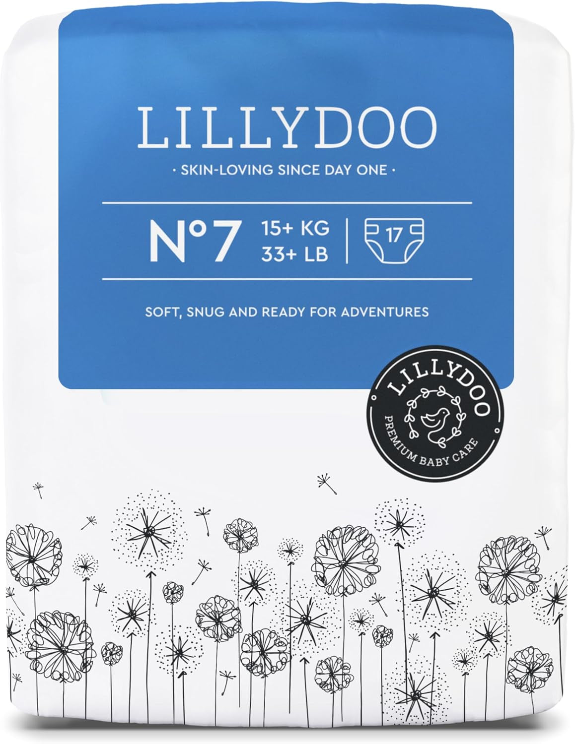 LILLYDOO Babyblöjor Hudvänliga - Storlek 3 (6-10 kg), 29 delar, tillförlitligt läckskydd, mjuk, parfymfri och lotionfri för känslig hud, dermatologiskt testad