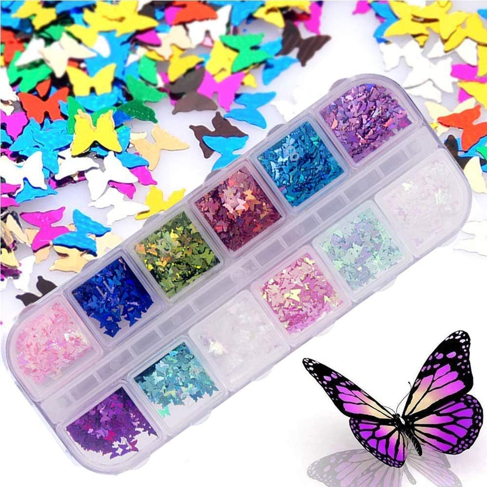 Kalolary torkade blommor för naglar Fjärils paljetter Nagellack Folie Nagelklistermärken Pincett Nagelstenar Nagel Strass Penna för 3D Nageldesign Gör-det-själv-dekorationer