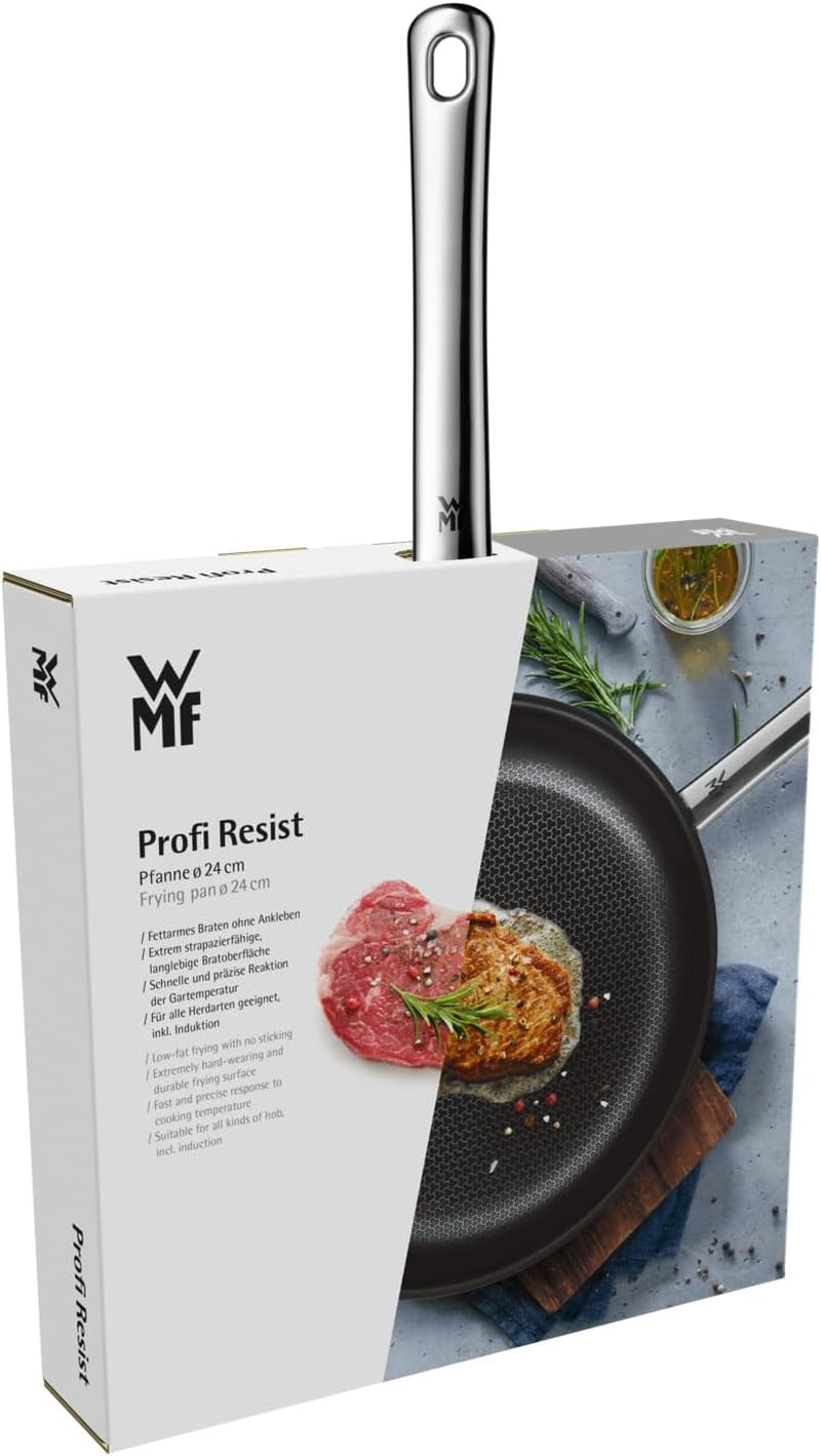 WMF Profi Resist induktionspanna 24 cm, material med flerskiktsbeläggning, bikakestruktur, handtag i rostfritt stål, ugnssäkra grytor och stekpannor Naty Shop