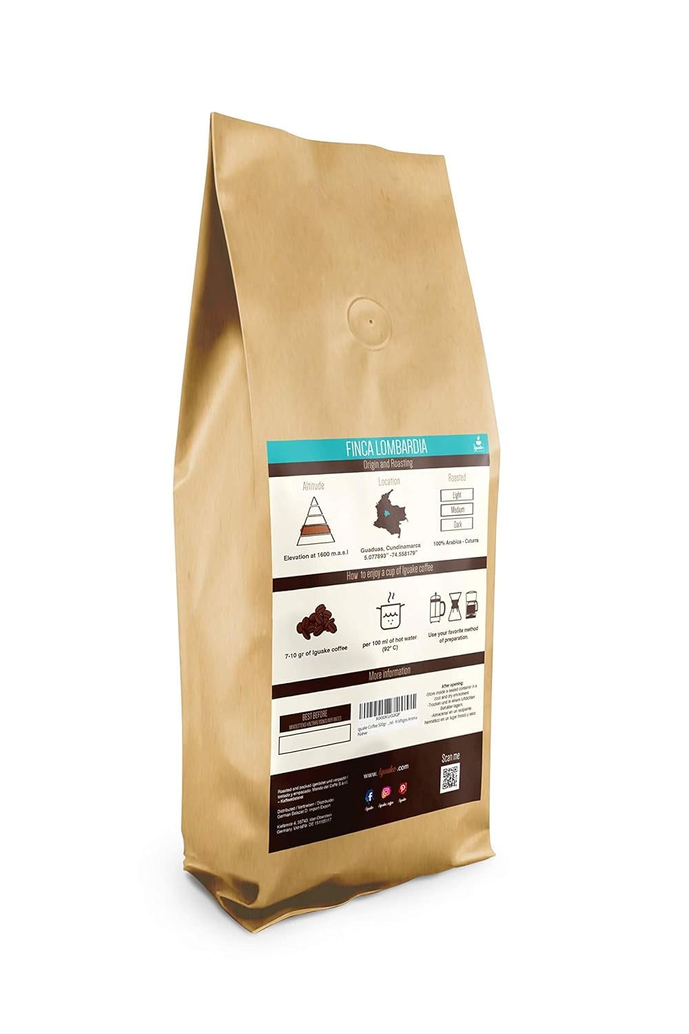Iguaque kaffe 1000gr | Premium Kaffee ganze Bohnen 100% Arabica från Colombia | Familienbetrieb - Single Origin Kaffeebohnen - Nachhaltige eigene Plantage im Hochland - Kräftiges Aroma