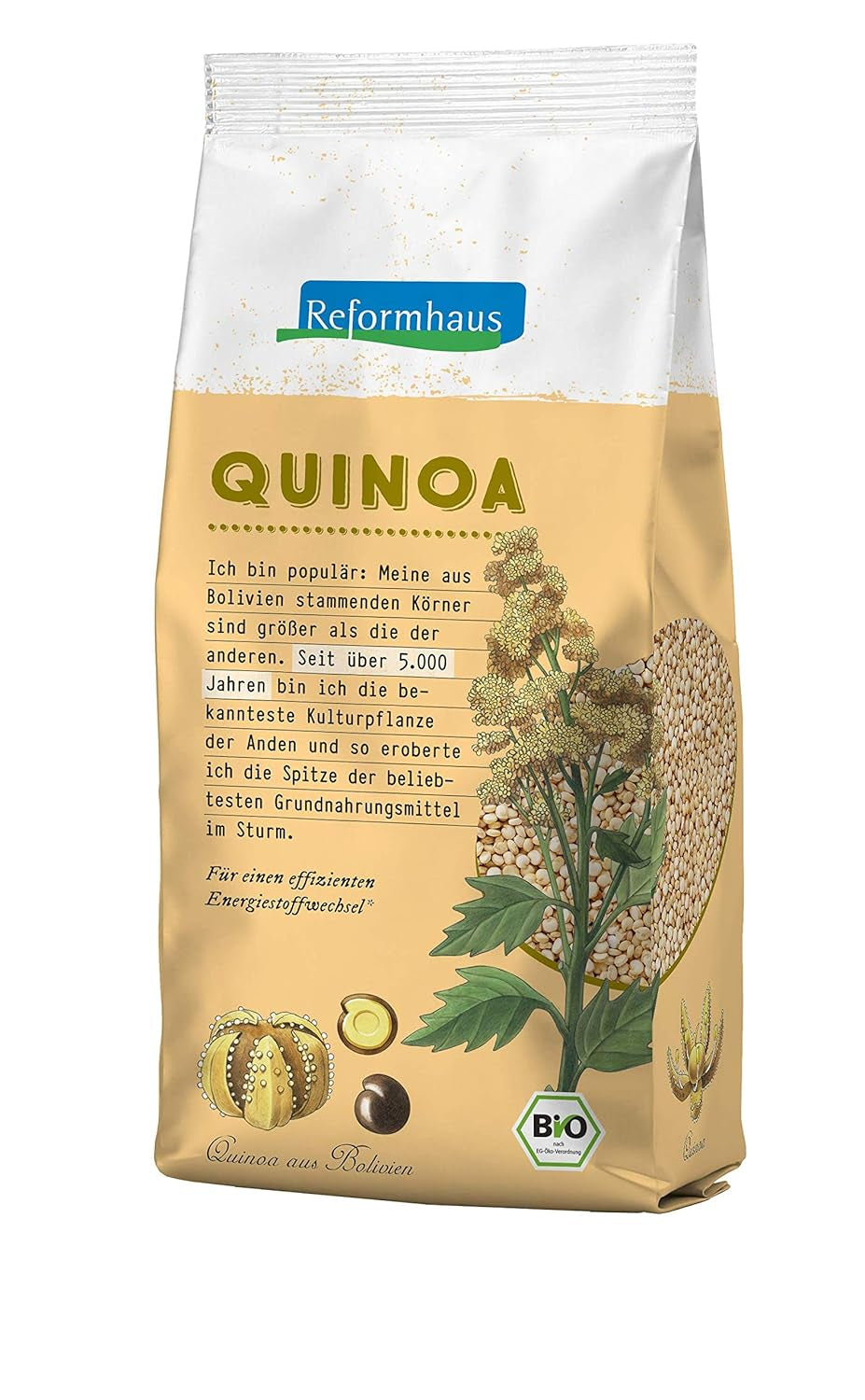 Hel vit quinoa, glutenfri, ekologisk, 500g