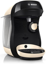 Bosch Tassimo Happy Friendly TAS107E Kapselespressomaskin, 70+ drycker, Lämplig för alla koppar, Auto-Stop, Hållbar, Perfekt Dosering, Platssparande, 1400W, Kräm/svart