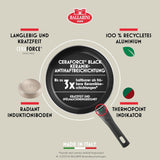 Ledro stekpanna, 24 cm, aluminium, lämplig för induktion, non-stick keramisk beläggning, Thermopoint, Made in Italy, beige grytor och stekpannor Naty Shop