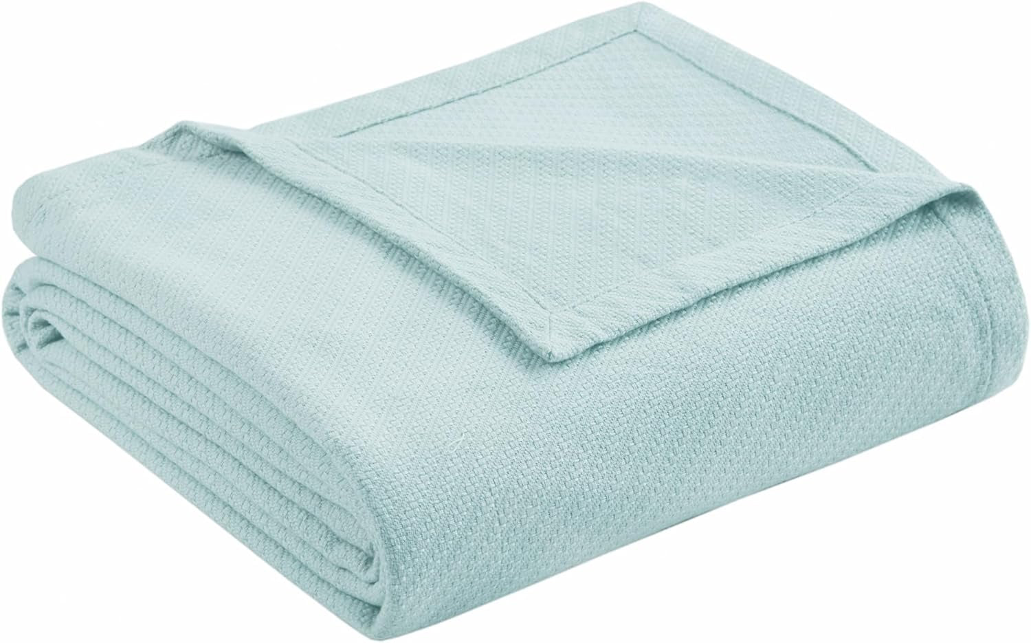 Madison Park Lyxig flytande bomull Hög kvalitet Mjuk Bekväm 100 % ringspunnen bomullsfilt till bäddsoffa Soffa Blush Full/Queen Naty Shop Täcken & täcken Ljusblå King Size