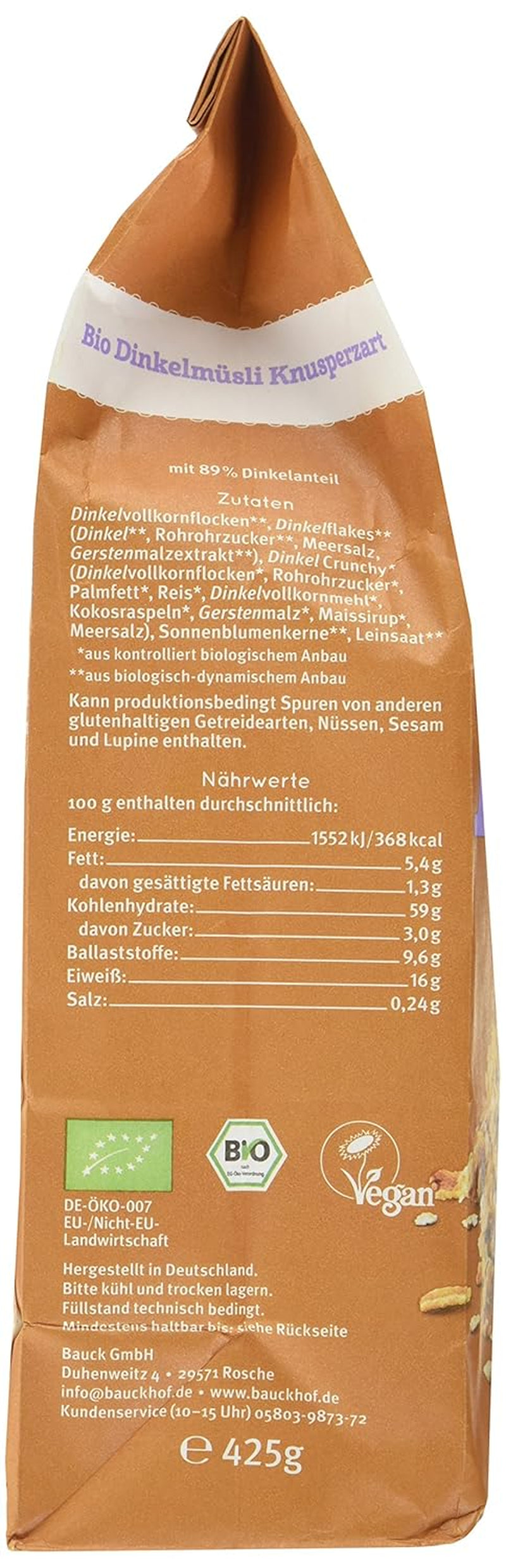 Crispy Hof speltmüsli (1 x 425 g) Förpackning om 1