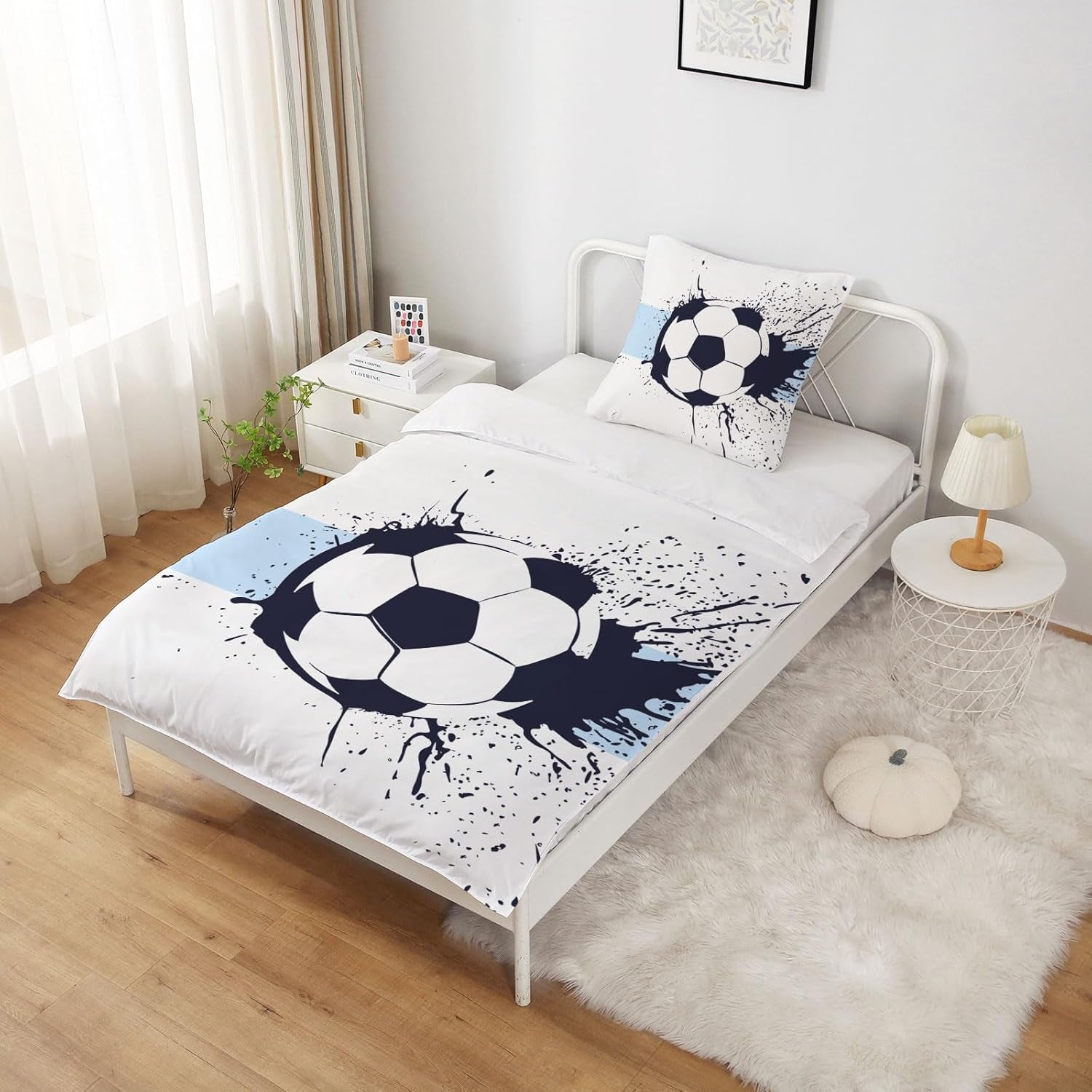 Sängkläder för pojkar, fotboll, mikrofiber polyester Sängkläder - barn Naty Shop