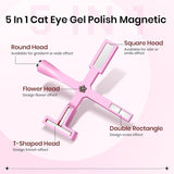 SUPWEE 5 i 1 Nagelmagnetverktyg, Pink Cat Eye Magnet Für Nägel Multifunktions Magnetstift DIY Magic 3D Magnet Stick Pen Set Nail Art Magnet Stick Für Nail Art Diy-Zubehör