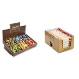 Lindor Choklad Topppresentation | 1718 g och chokladkakor med marsipan | 25 barer x 50g i en diskdisplay | 1250 g | Ren marsipan täckt med mörk choklad | Chokladkakor