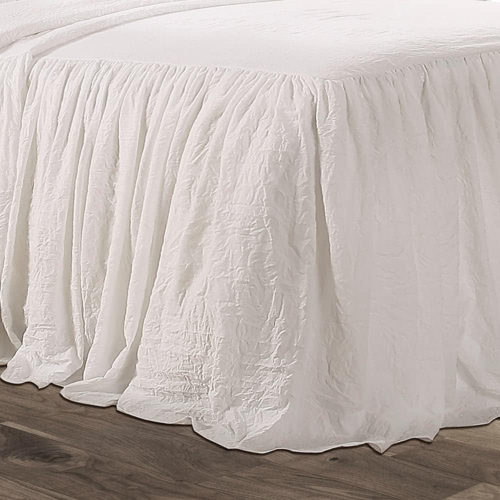 Lush Decor överkast med volangkjol, polyester, vit, dubbelsäng Lush Decor sängar och filtar