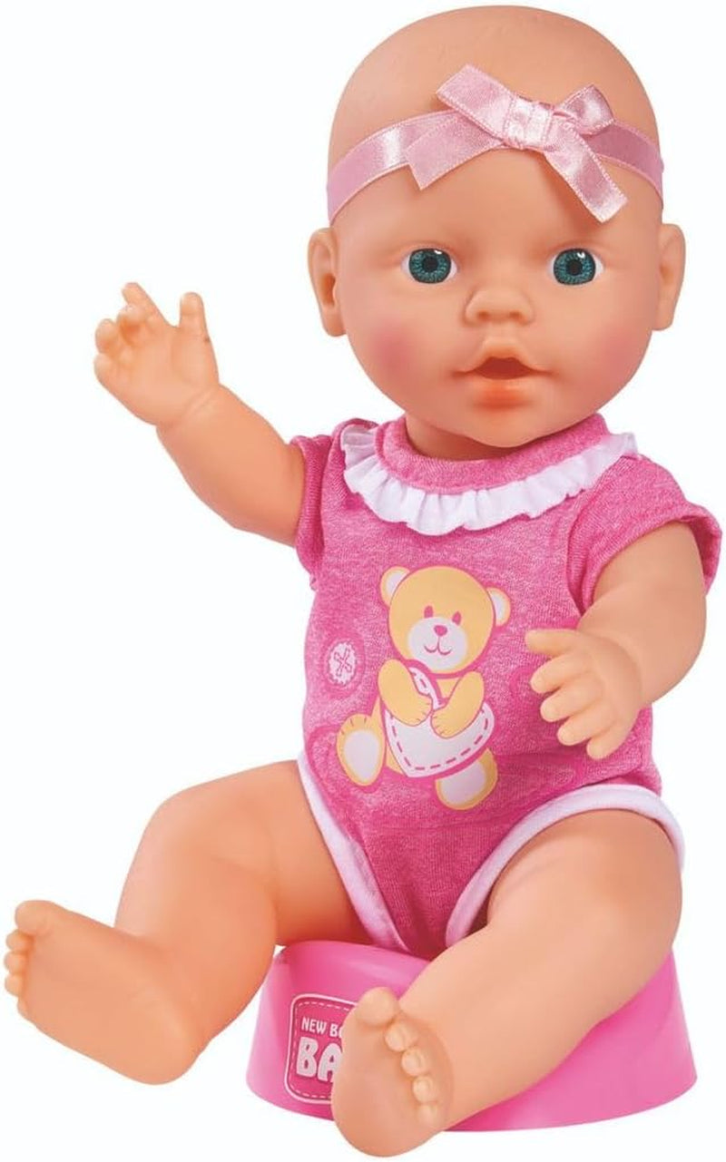 Simba 105030069 - New Born Baby Doll, vinyldocka med dricks- och matfunktion, med födelsebevis och tillbehör, 4 stycken, 30 cm, docka, från 3 år Naty Shop Dolls