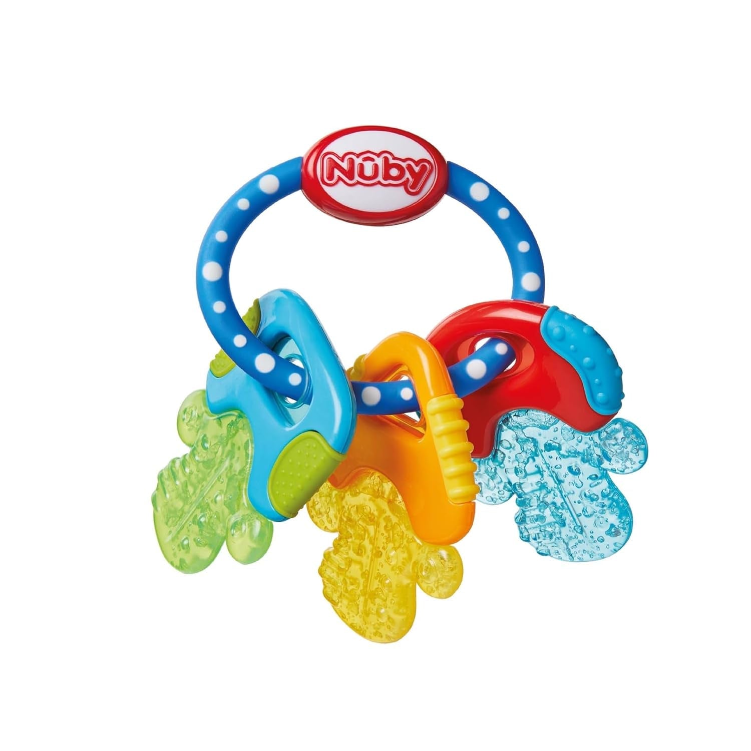 Nuby tandring för spädbarn främjar syn och motorik; den isgelgripande leksaken når till och med molarerna; från 4+ månader