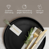 Tallrikset i stengods för 6 - Mattsvart 6-delat set Stora tallrikar för mikrovågsugn Elegant design - Twinzee Ebony Collection