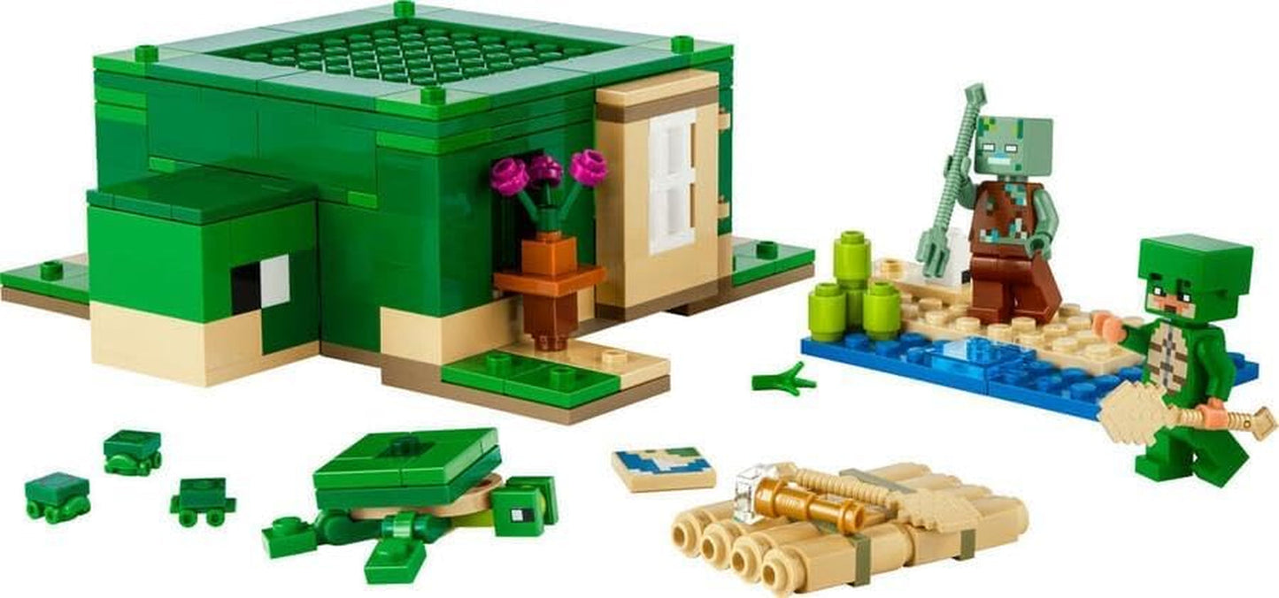 LEGO Minecraft The Turtle Beach House Leksakshus med tillbehör för flickor och pojkar från 8 år, set med djur och karaktärer från videospelet, present till spelare 21254 Byggset Besuche den LEGO-Store