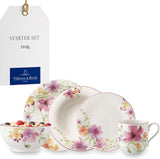 Villeroy & Boch Mariefleur Startset, blandade färger, diskmaskinssäker, mikrovågssäker, servisset för 2, blommigt servisset, servis, kombinationsset, premiumporslin