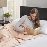 Madison Park Lyxig flytande bomull Hög kvalitet Mjuk Bekväm 100 % ringspunnen bomullsfilt för säng Soffa eller soffa Blush Full/Drottning täcken & täcken Naty Shop