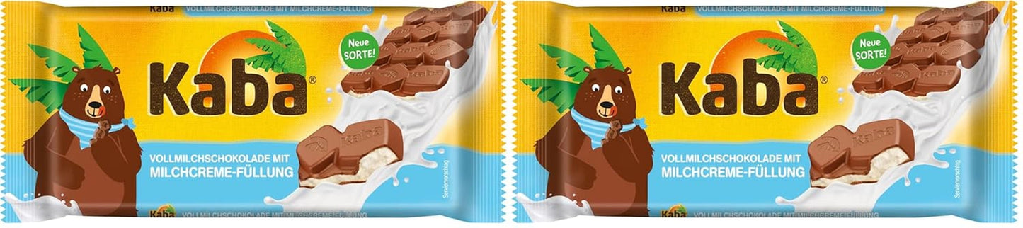 Kaba helmjölk och mjölkgrädde Chokladfylld chokladkaka 90g Smältchoklad med lättmjölksgrädde och Kaba originalsmak (förpackning med 2)