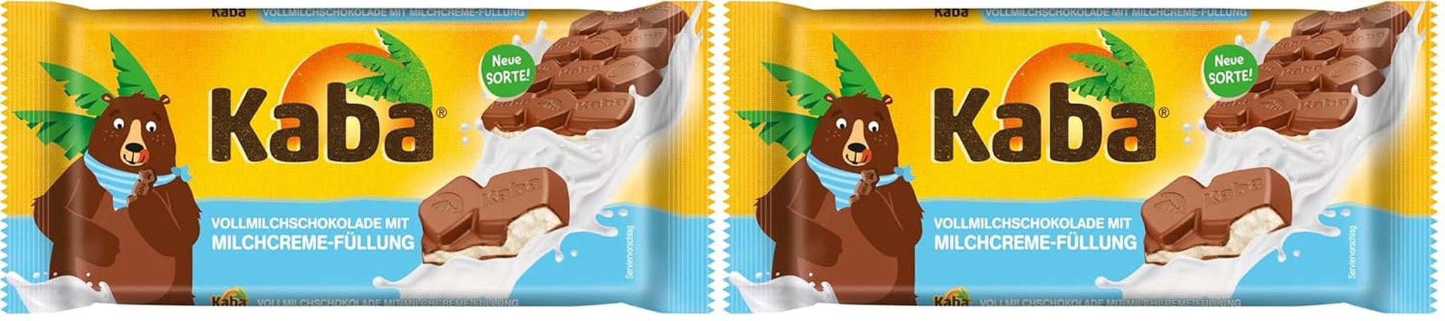 Kaba helmjölk och mjölkgrädde Chokladfylld chokladkaka 90g Smältchoklad med lättmjölksgrädde och Kaba originalsmak (förpackning med 2)