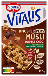 Dr. Oetker Vitalis KnusperPlus Double Chocolate: Krispig müsli med mjölk och mörk choklad, förpackning om 7 (7 x 450g)