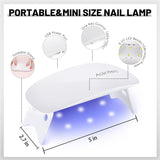 Aokitec Mini LED UV-lampa, UV-gel-nagellampa, bärbar nageltork för alla typer av gel-nagellack, härdningsverktyg för musform, kompakt, lätt med USB-kabel (vit)