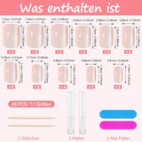 Kiiwah 48st korta fyrkantiga naglar Rosa konstgjorda naglar lim på korta nagelspetsar falska nagelspetsar