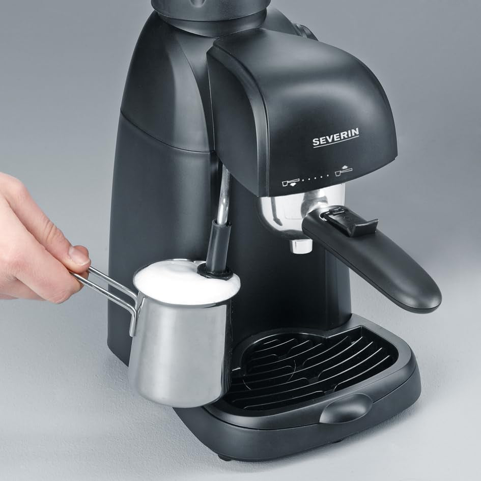 SEVERIN KA 5978 espressomaskin (inkluderar serveringsskål och mätsked, upp till 4 koppar) svart, standard
