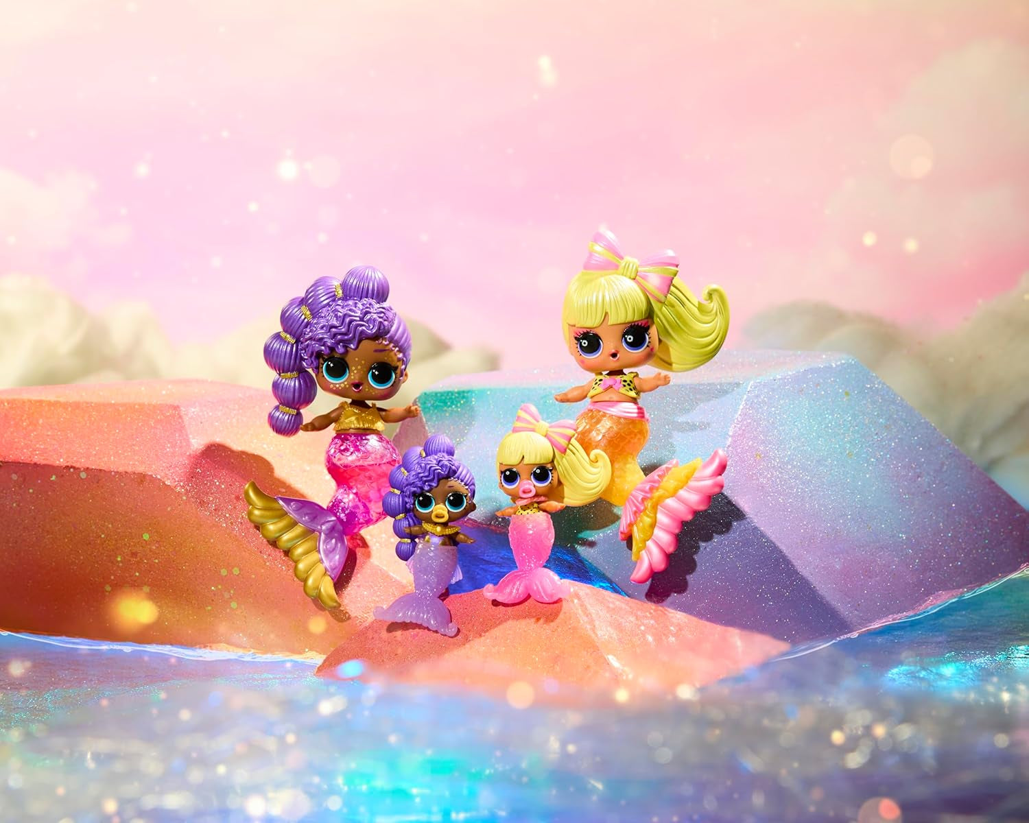 LOL Överraskning! Mermaids Makeover Magic Tots - Riktigt läppglans för dig och din docka att göra själv, mixa och skapa smink, Rolig vattenlek, 6 dockor att samla - Ålder 4+