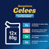 Felix Sensations Våt kattmat i gelé, blandad fiskblandning, 6 st (6 x 12 påsar à 85g vardera)